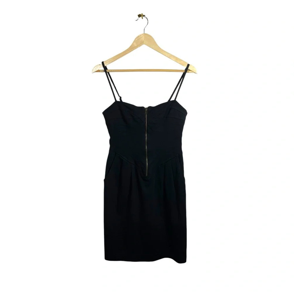 Aryn K Bodycon Corset Sleeveless Zipper Mini Dress in Black Size M